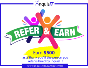 REFER & EARN! Refer someone you know for one of our open positions and if we hire them, we'll pay you $2,500 as a 'thank you'. https://www.inquisitllc.com/referrals/ #jobs #ITJobs #cybersecurity #cybersecurityjobs #techjobs #candidates #referrals #hiringnow #gethired #cloud